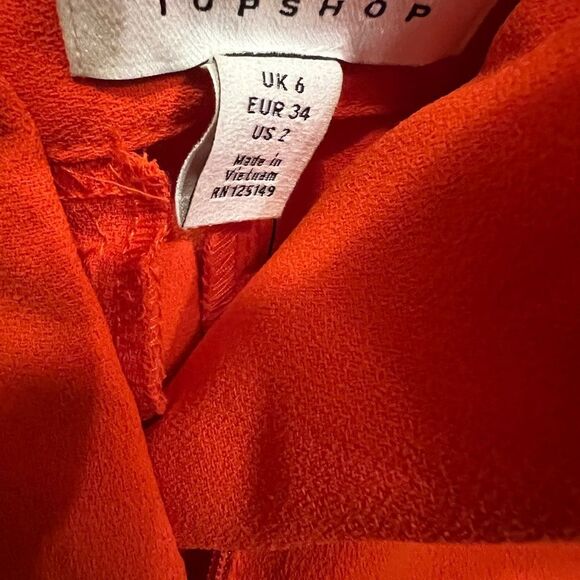 Topshop Ankle Cropped Pants Pleated Pockets Tapered Orange Size 2 - Picture 8 of 13